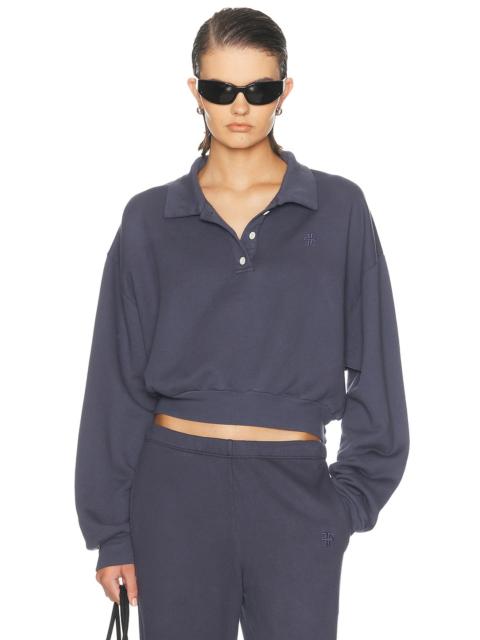 ÉTERNE Cropped French Terry Polo Sweatshirt