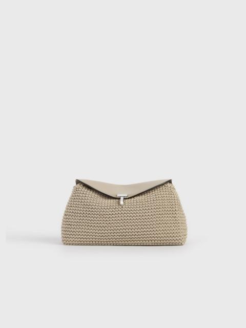 TOTEME T-lock woven-leather clutch fawn