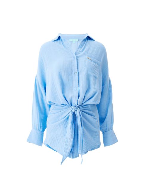 MELISSA ODABASH SARA DUSTY BLUE DRESS