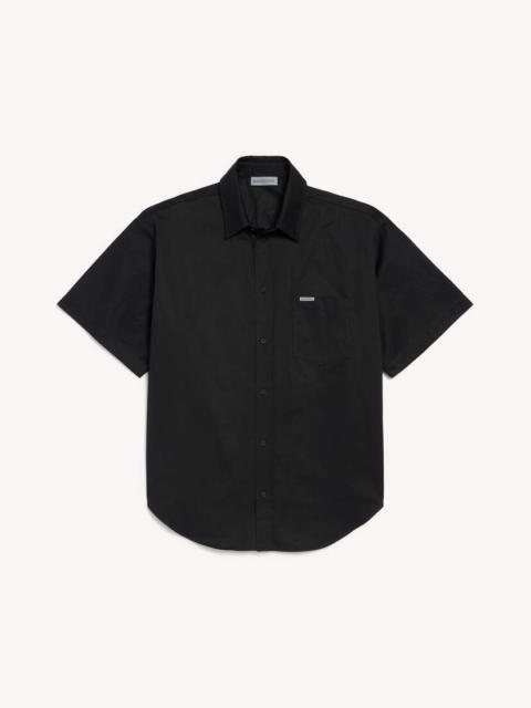 BALENCIAGA Men's Workwear Short Sleeve Shirt in Black