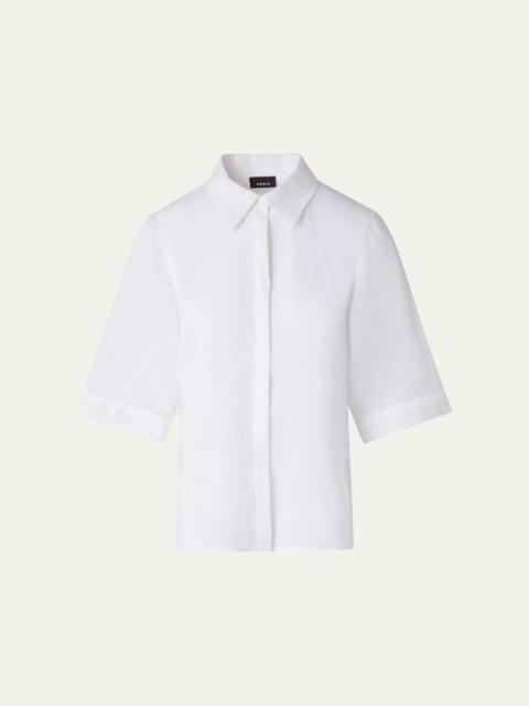 AKRIS Linen Short Sleeve Blouse