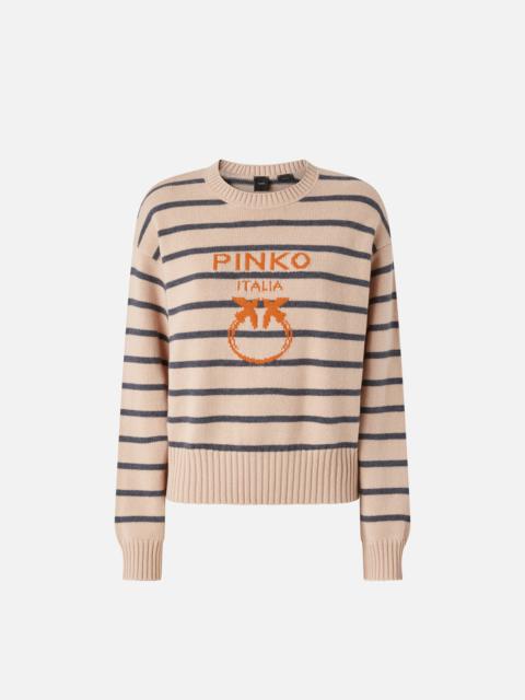 PINKO STRIPED SWEATER WITH LOGO