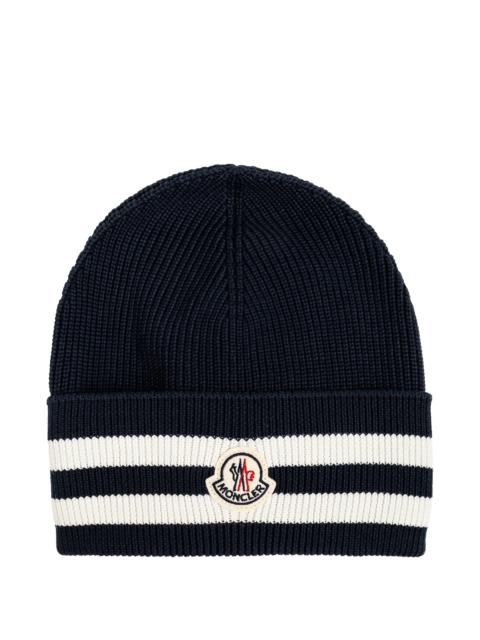 Moncler Moncler Striped Logo-patch Beanie Hat