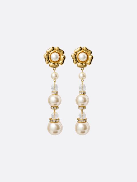 Alessandra Rich FLOWER EARRINGS WITH PENDANT PEARL