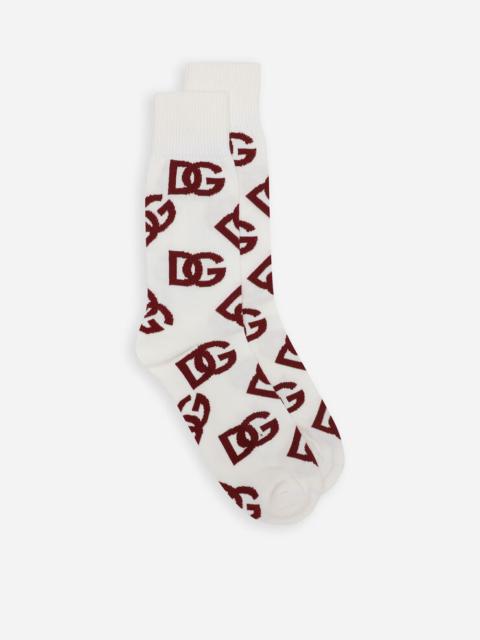 Dolce & Gabbana Cotton socks with all-over jacquard DG logo