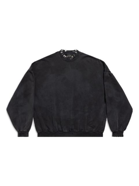 BALENCIAGA Balenciaga Pierced Round Sweatshirt Oversized 'Black Faded' 762718TPVD91055