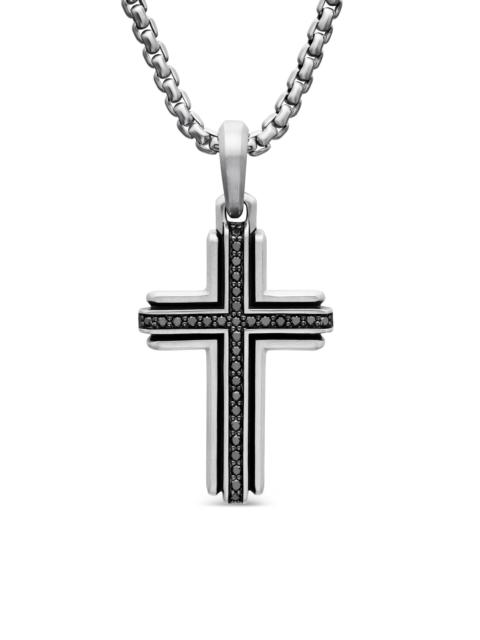 DAVID YURMAN Men's Cross Pendant in Sterling Silver - Black Diamond