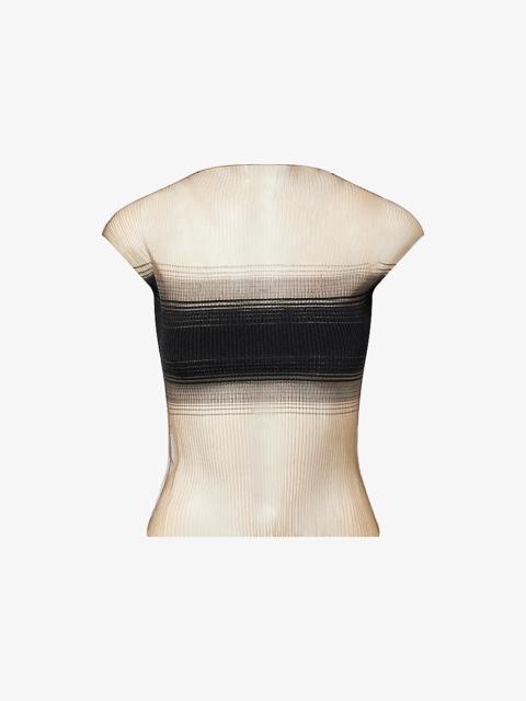 GRACE LING Evanescent Censor Cap-Sleeve Sheer-Knit Top