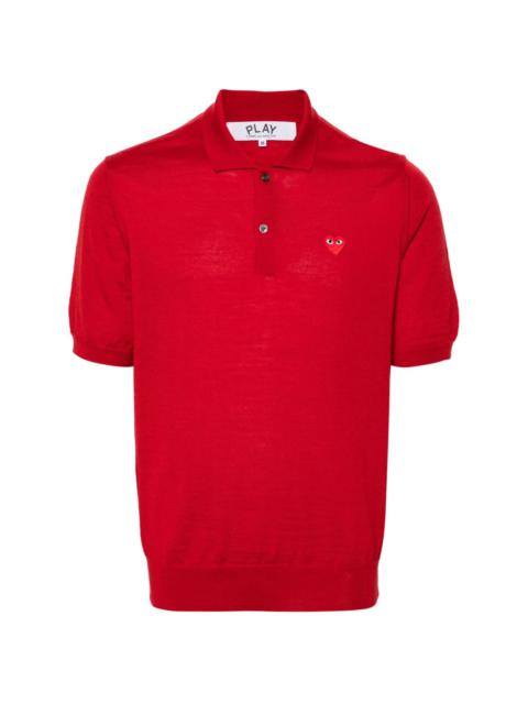 heart-patch wool polo shirt