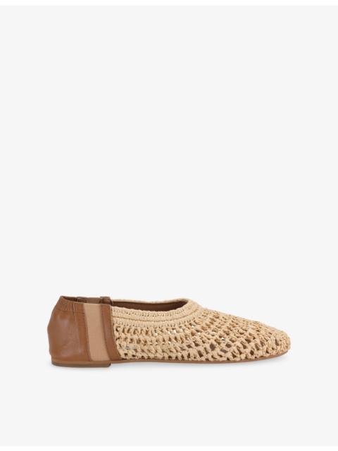 STEVE MADDEN Meela Raffia and Leather Ballet Flats
