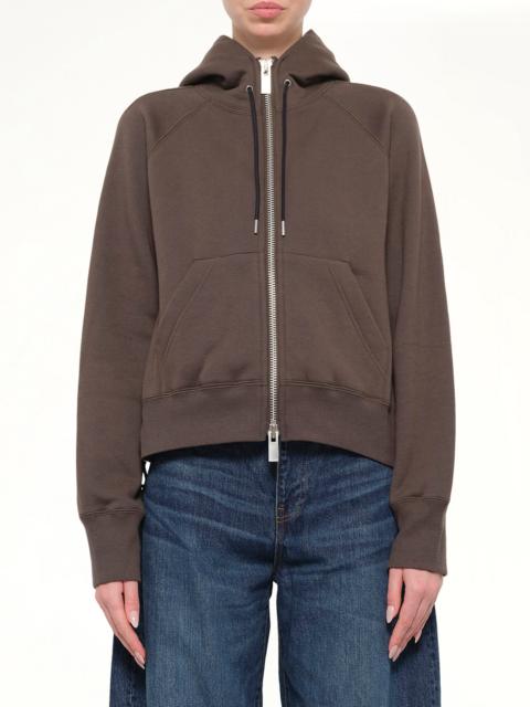 sacai Cotton Jersey Zip Hoodie in Khaki