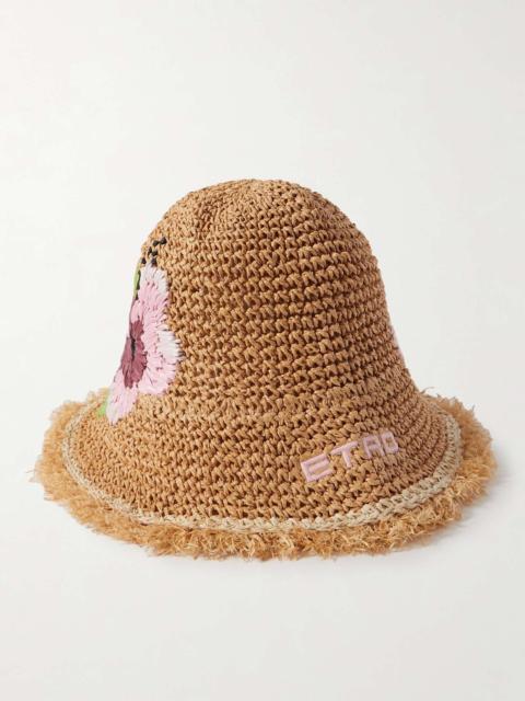 Etro Frayed woven raffia bucket hat