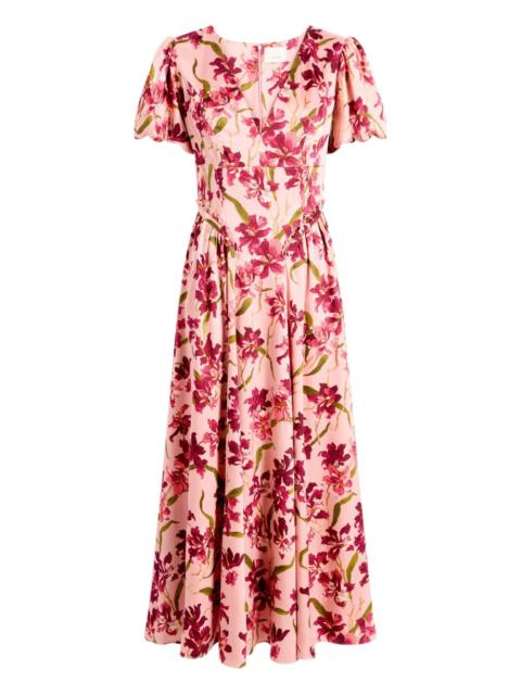 Cinq à Sept puff-sleeve floral-print dress