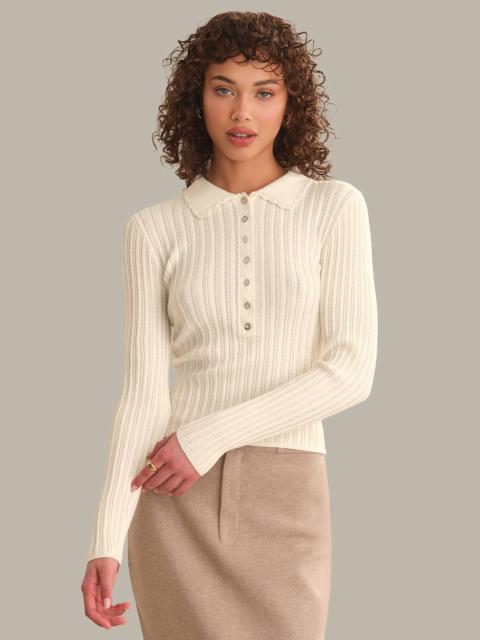 525 america Tabitha Crochet Collar Long Sleeve Henley