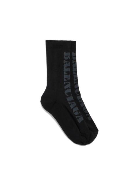 Stencil Type Socks in Black/grey