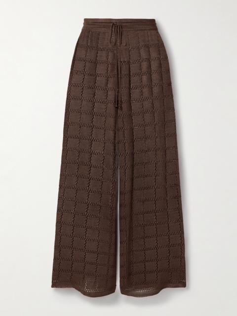 CALLE DEL MAR Cropped Open-knit Wide-leg Pants