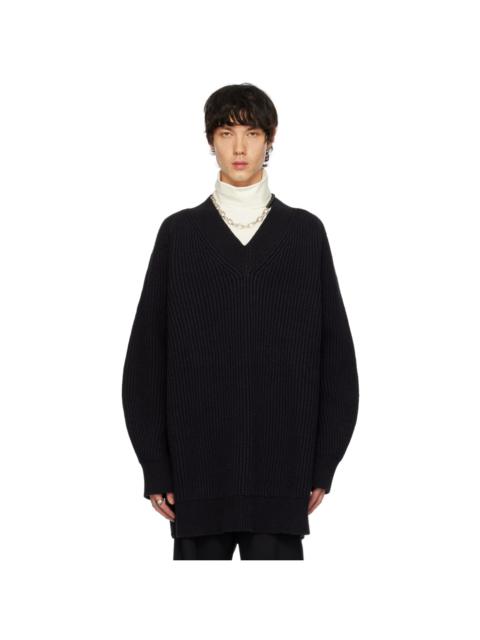 Jil Sander Black V-Neck Sweater