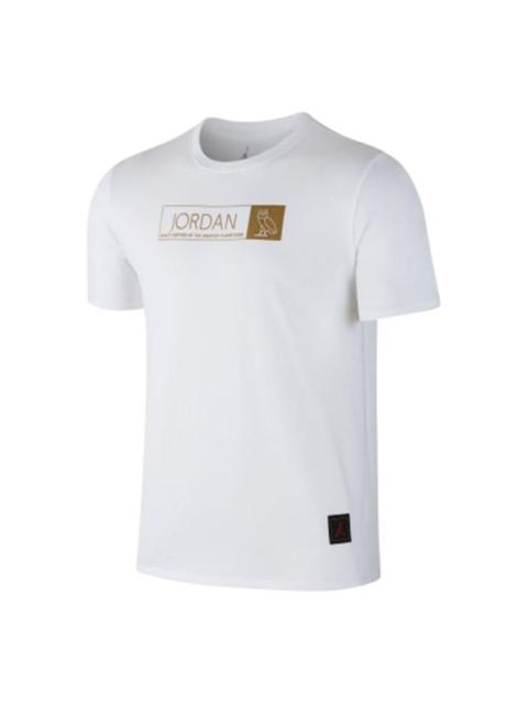 Jordan Men's Air Jordan Logo Round Neck Pullover Short Sleeve White T-Shirt 872835-100