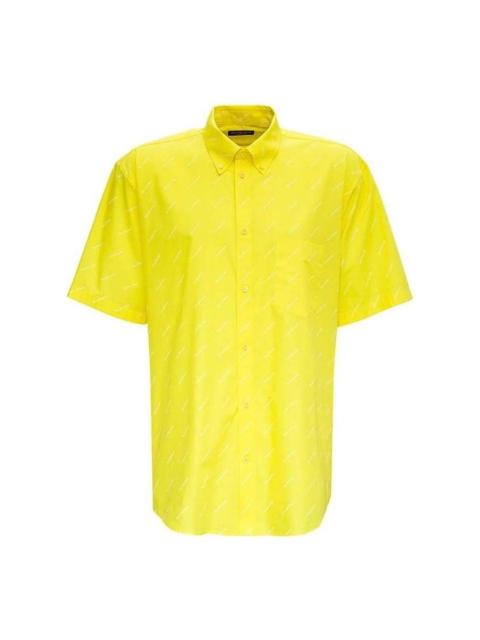 BALENCIAGA Balenciaga All Over Logo Shirt 'Yellow White' 534332TBL967201
