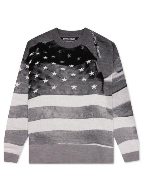 Palm Angels PALM ANGELS JACQUARD FLAG SWEATER - MELANGE GREY