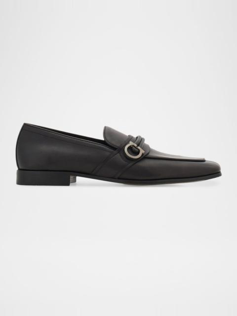 FERRAGAMO Men's Leather Side-Gancio Loafers