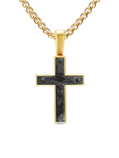 DAVID YURMAN Men's Cross Amulet in 18K Yellow Gold with Forged Carbon, 24MM - Forged Carbon