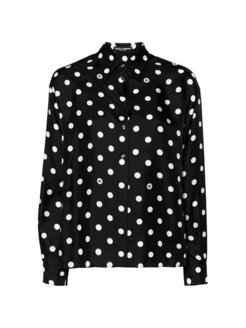 polka-dot silk shirt