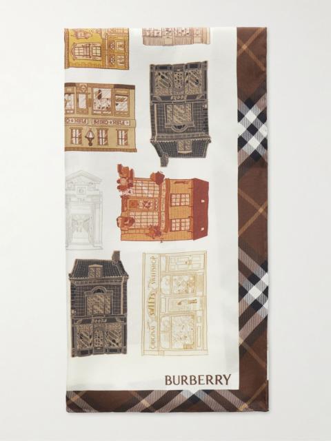 Burberry Printed silk-twill scarf Brown