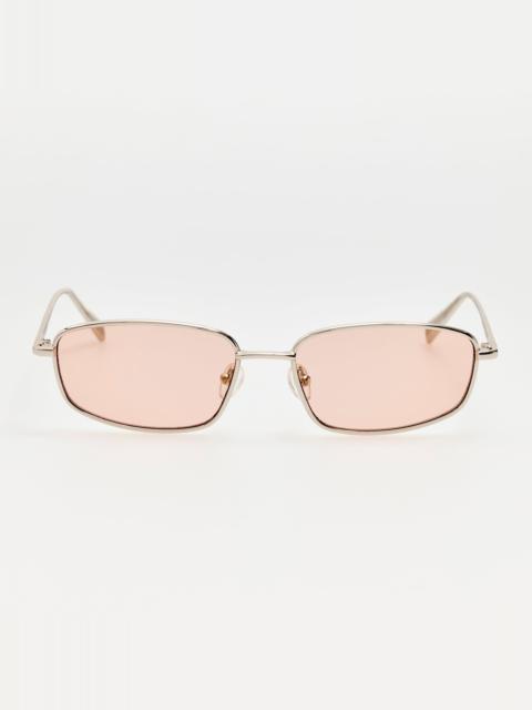 LINDA FARROW Palma Sunglasses in Silver and Blush