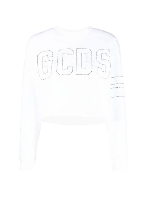 GCDS studded-logo cropped sweatshirt