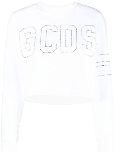 GCDS studded-logo cropped sweatshirt