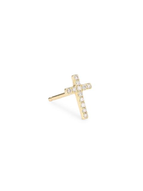 SYDNEY EVAN Diamond & 14K Yellow Gold Cross Single Stud Earring