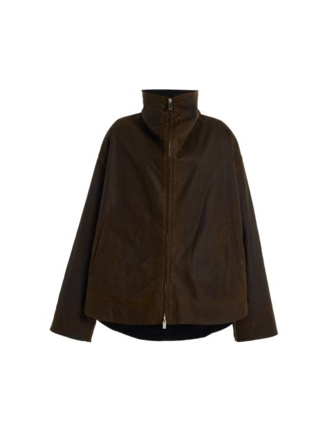 Zipped Cotton Funnel Jacket brown