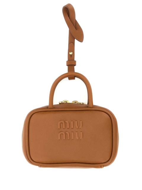 Miu Miu Camel Leather Beau Keyring Necessaire Cognac Vitello Portachiavi