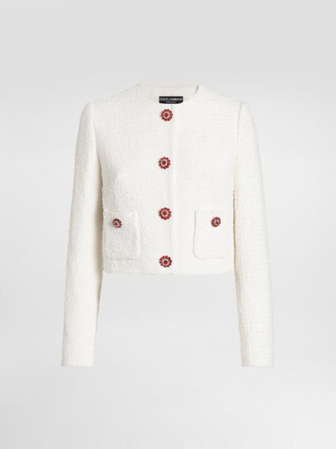 Dolce & Gabbana Single-breasted tweed jacket with jewel buttons