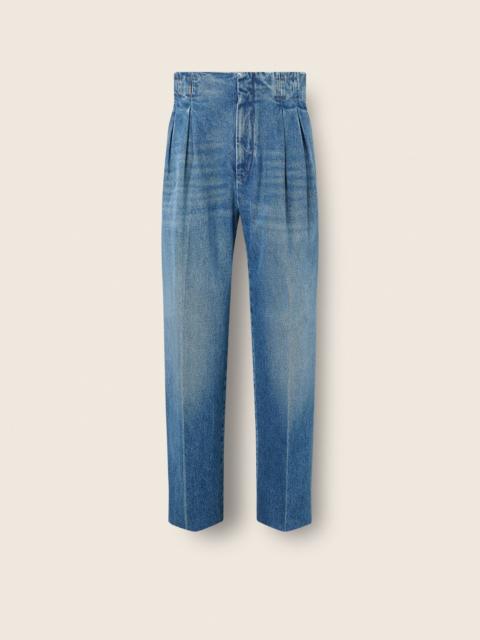 ZEGNA INDIGO BLUE STONE-WASHED COTTON JEANS