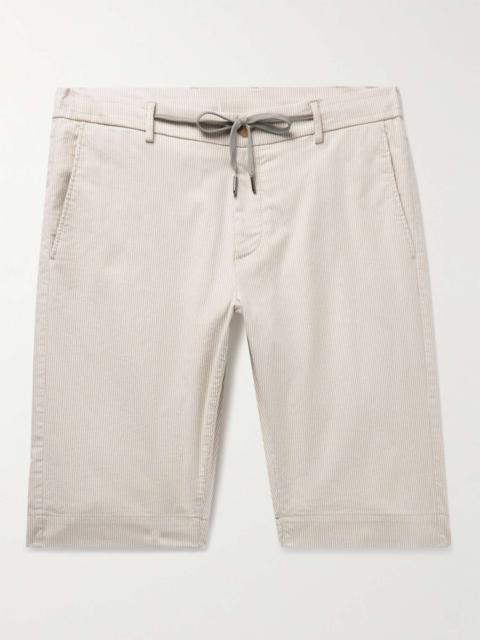 Canali Straight-Leg Striped Cotton-Blend Drawstring Shorts