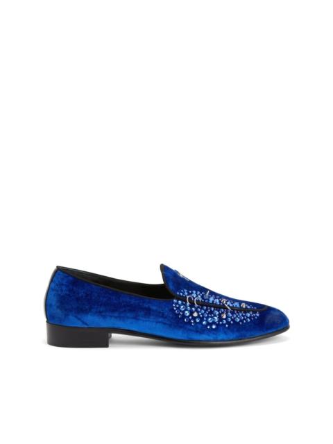 Giuseppe Zanotti velvet-effect rhinestone loafers