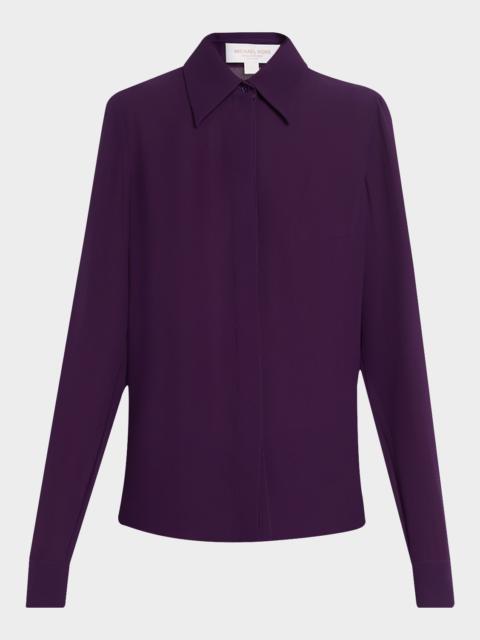 MICHAEL KORS COLLECTION Hansen Silk Crepe de Chine Button-Down Shirt