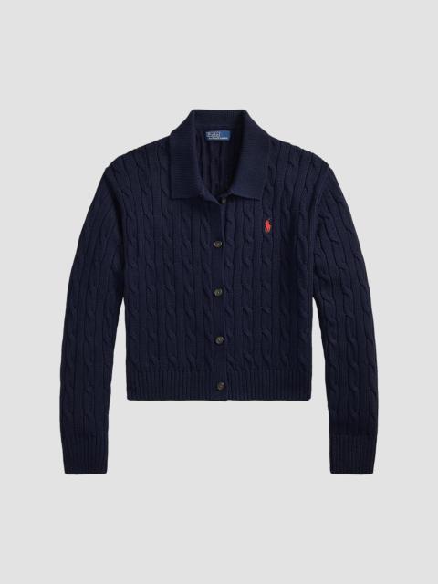 Polo Ralph Lauren Women's Cable Cotton Polo-Collar Cardigan - Hunter Navy