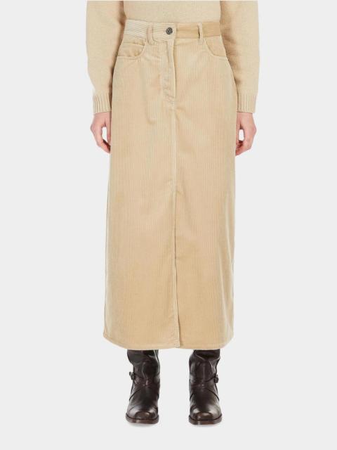 WEEKEND Max Mara Ghiotto Straight Cotton Corduroy Midi Skirt