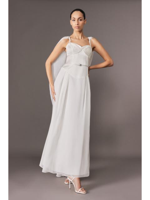 KAREN MILLEN Archive Collection - Petite Corset Detail Georgette Cape Woven Maxi Dress