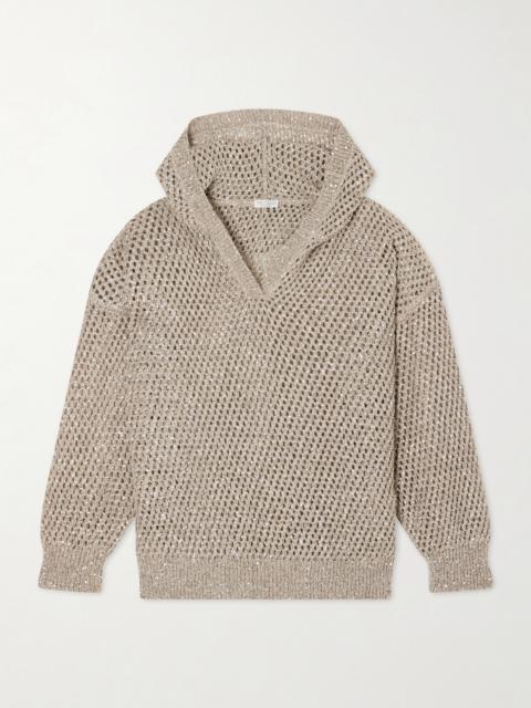 Brunello Cucinelli Sequined Crocheted Cotton Hoodie