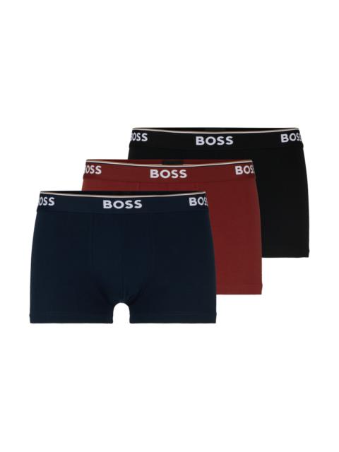 BOSS THREE-PACK OF STRETCH-COTTON TRUNKS WITH LOGO WAISTBANDS