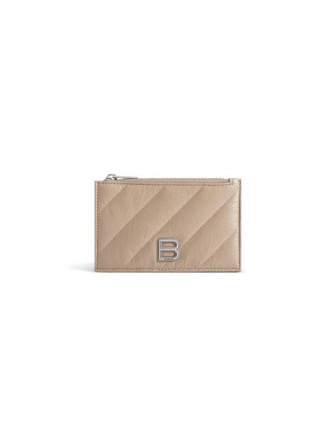 Women's Crush Long Coin And Card Holder Quilted in Beige
