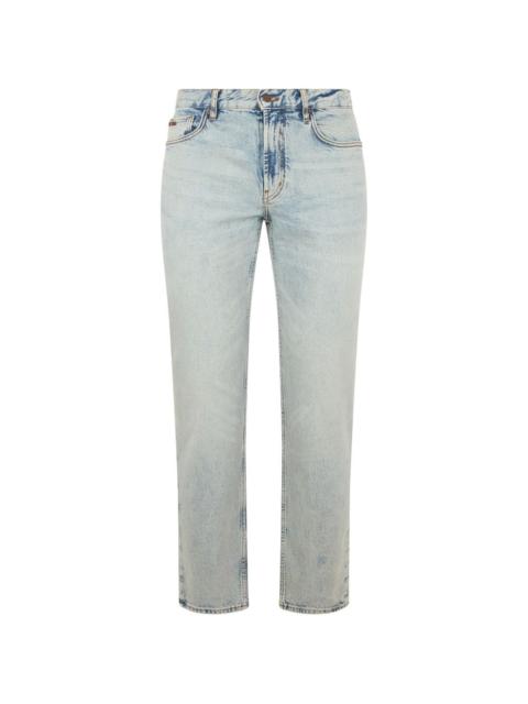 EMPORIO ARMANI acid-wash logo-plaque jeans