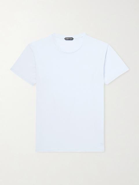 TOM FORD Slim-Fit Logo-Embroidered Cotton and Silk-Blend Jersey T-Shirt