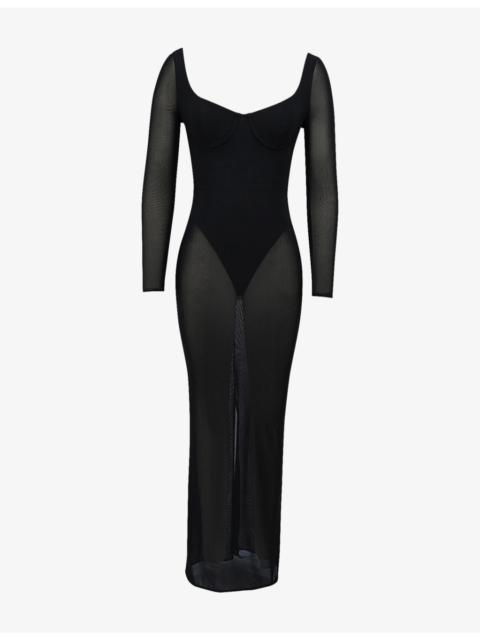 House of CB Everly Semi-Sheer Mesh Maxi Dress