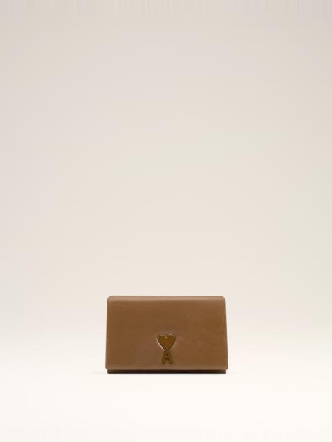 AMI Paris BROWN SMOOTH LEATHER VOULEZ VOUS WALLET STRAP