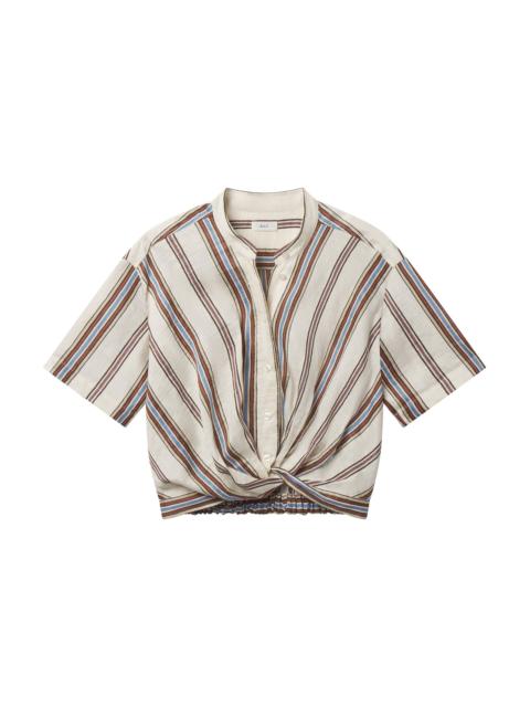A.L.C. Leonore Short Sleeve Striped Linen Shirt